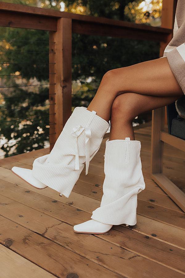 The Brianna Faux Leather Boot in Ivory Product Image