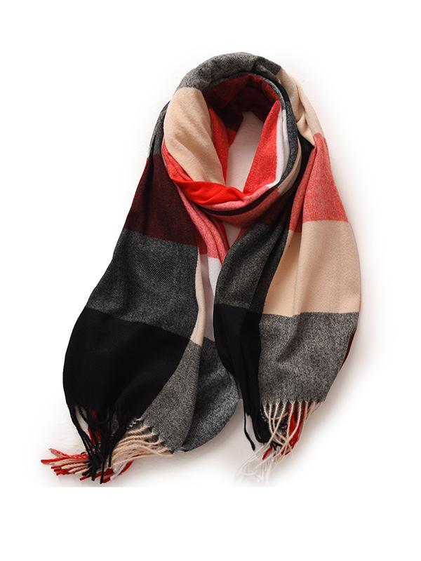 Keep Warm Plaid Tasseled Shawl&Scarf Product Image