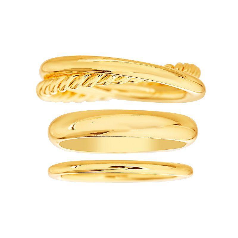 Paige Harper 14k Gold Over Recycled Brass 3 Piece Ring Set, Womens Multicolor Product Image