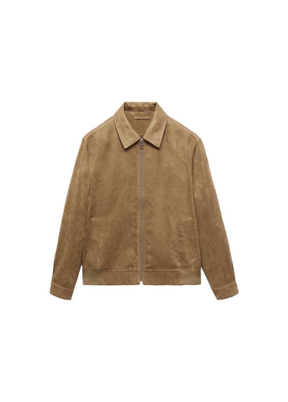 MANGO MAN - Suede-effect jacket with zipper medium brownMen Product Image