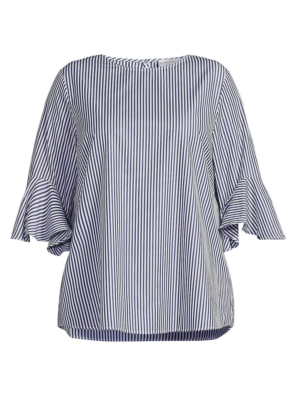 Womens Plus Malena Striped Cotton Blouse Product Image