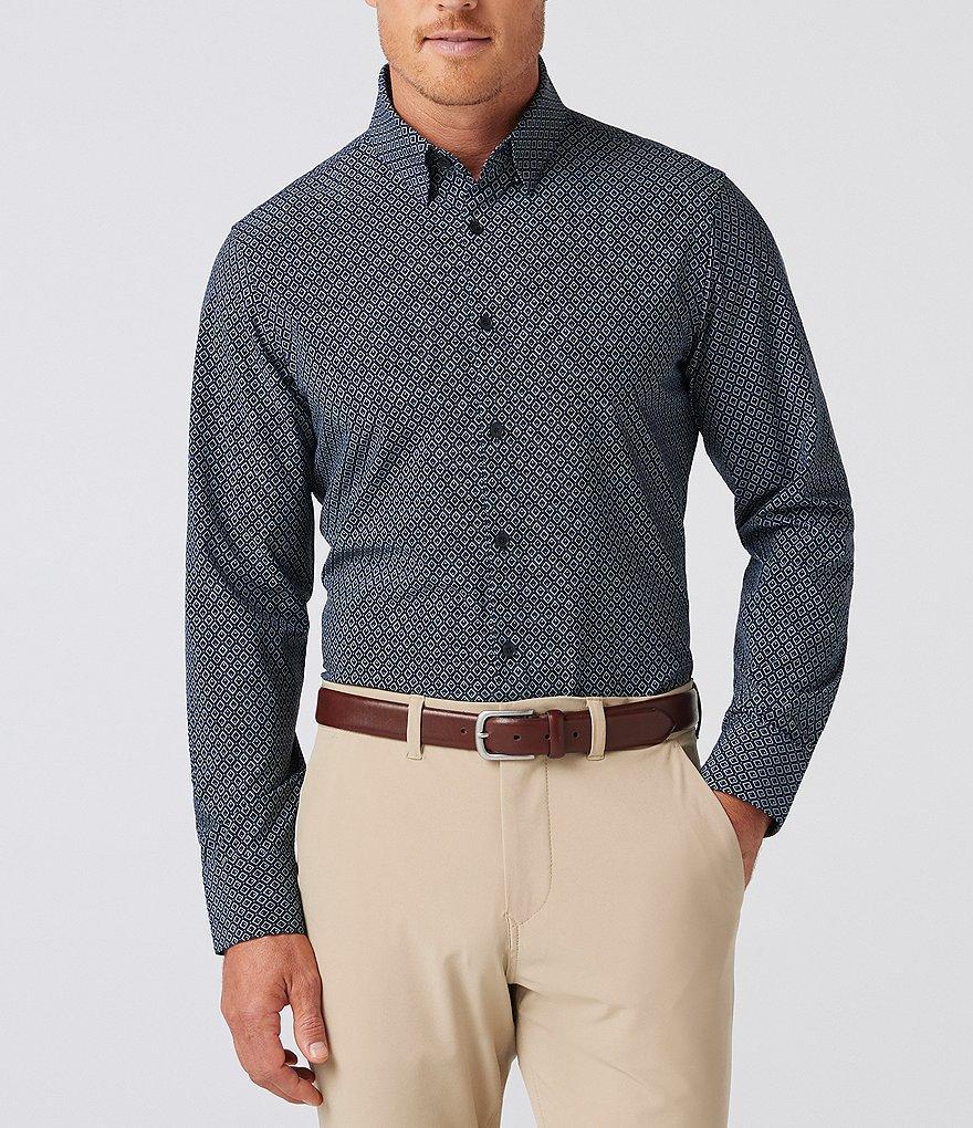 Mizzen+Main Performance Stretch Leeward Diamond Print Long Sleeve Woven Shirt Product Image