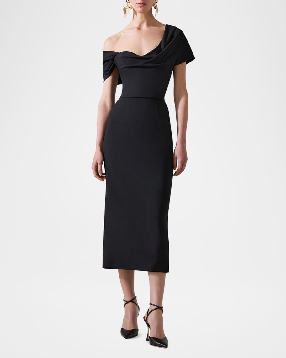 Draped Off-The-Shoulder Midi Dress Product Image