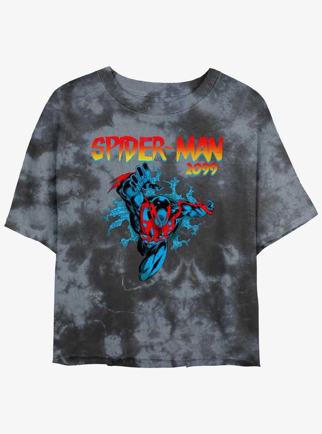 Marvel Spider-Man-2099 Girls Tie-Dye Crop T-Shirt Product Image