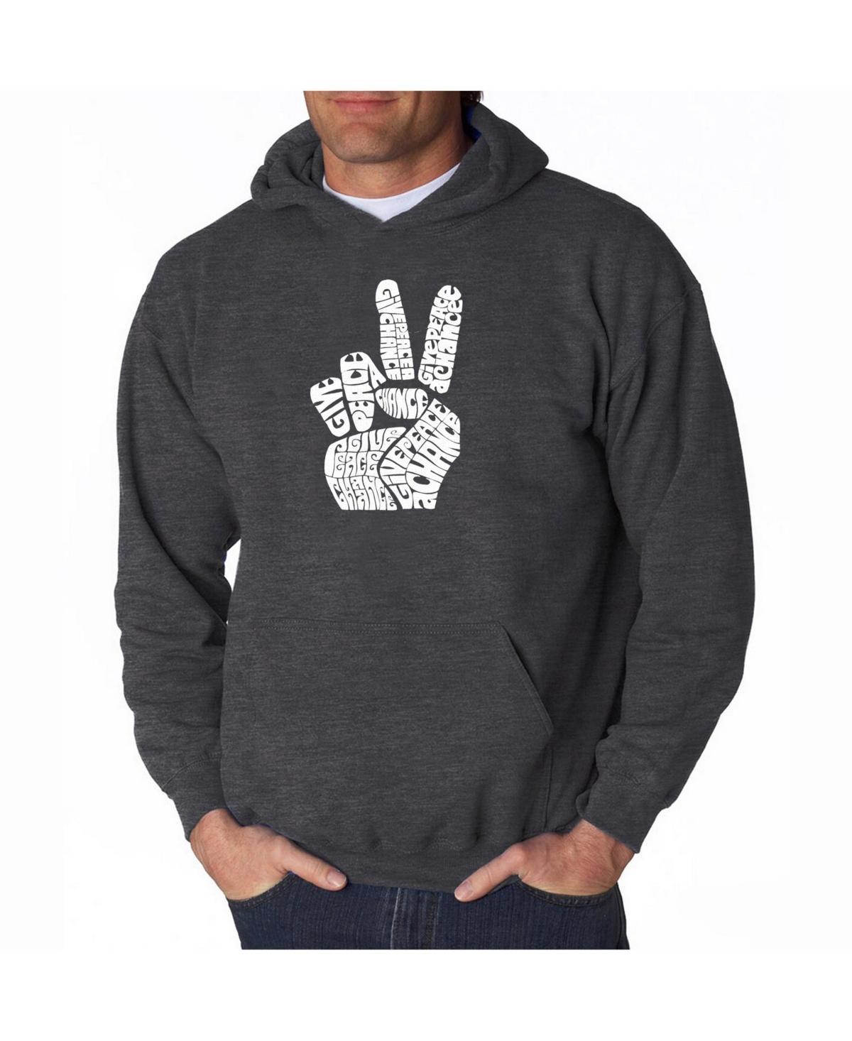 La Pop Art Mens Word Art Hooded Sweatshirt - Peace Fingers Product Image