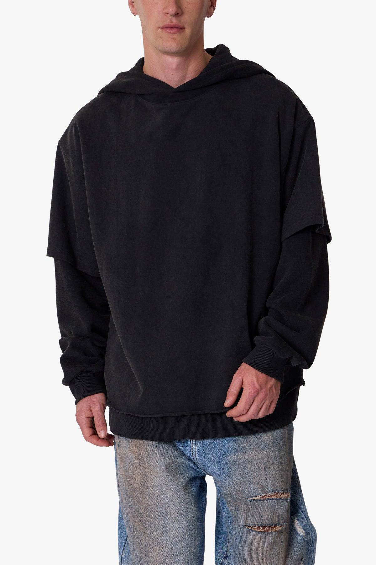 Over Tee Layer Hoodie - Washed Black Product Image