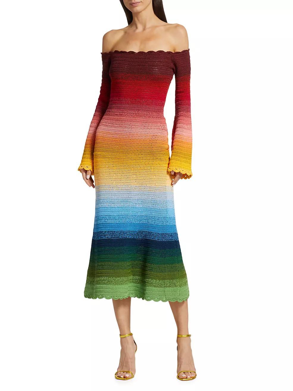 Ombré Crochet Midi-Dress Product Image