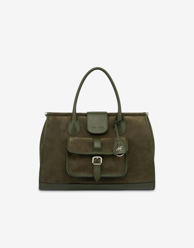 Suede double-handle bag Product Image