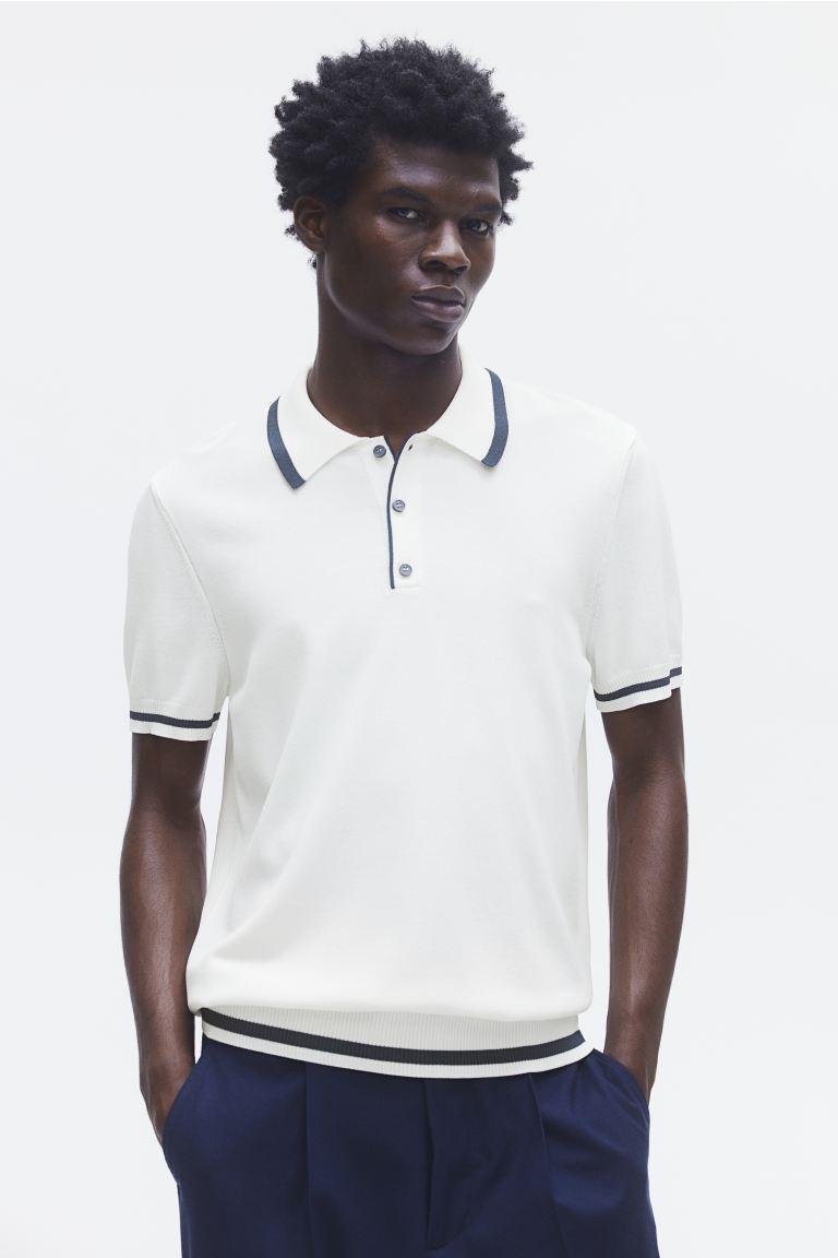 Slim Fit Fine-knit Polo Shirt Product Image