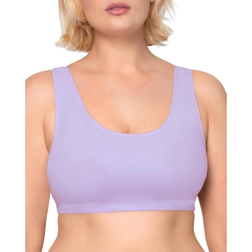 Fruit of the Loom Women's Plus Tank Style Cotton Sports Bra 3-Pack Lilac Iris Cotton/Heather Grey/ White 50 Product Image