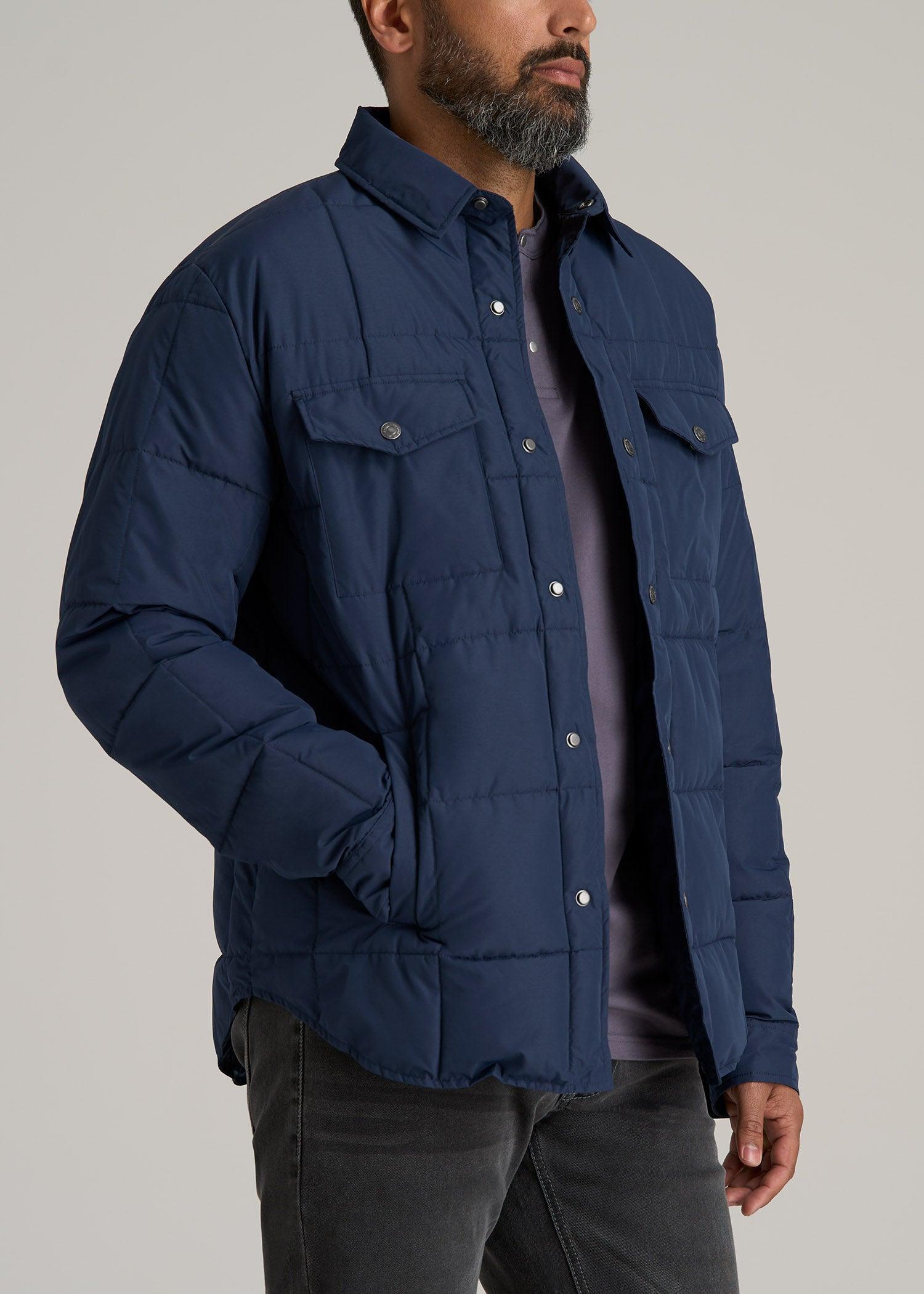 LJ&S Puffer Shirt Jacket for Tall Men in Marine Blue Male Product Image