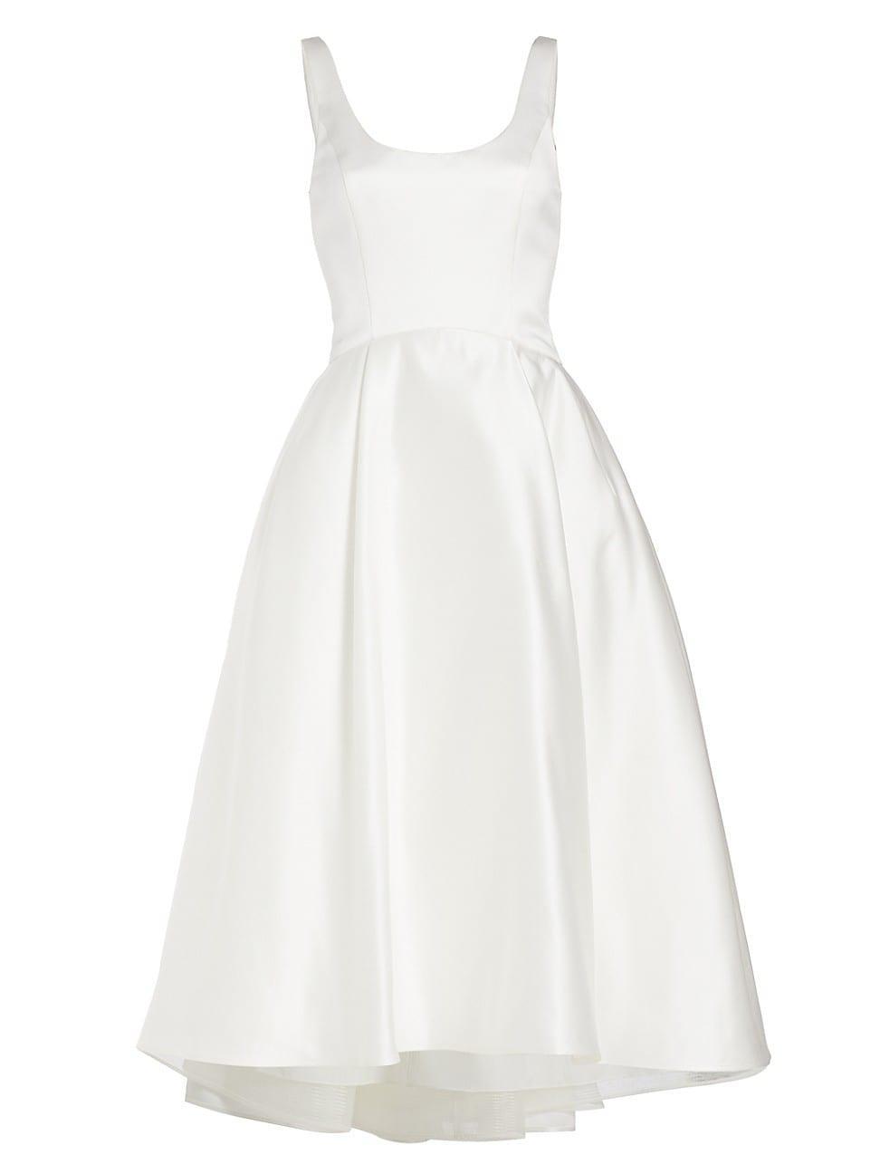 Womens Duchesse Satin High-Low Bridal Dress Product Image