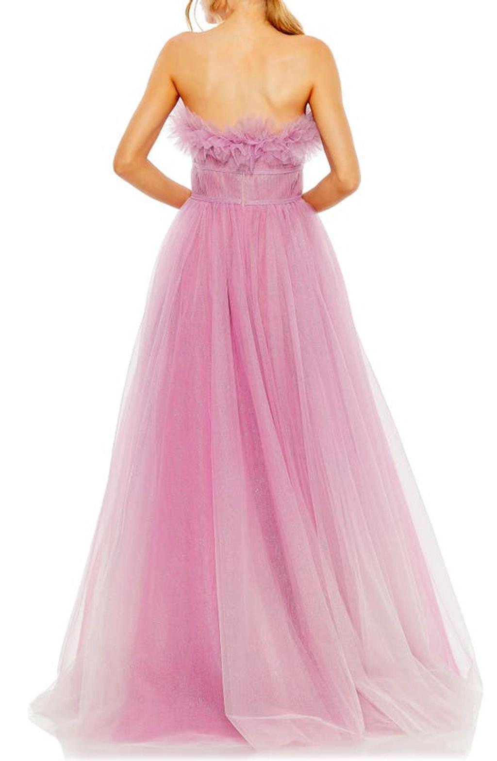 Strapless Glitter Tulle Gown In Lilac Ombre Product Image