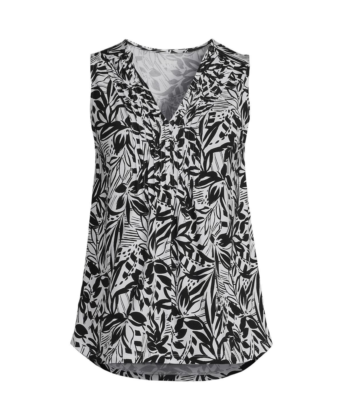 Lands End Womens Lightweight Jersey Pintuck Tank Top - Black Product Image