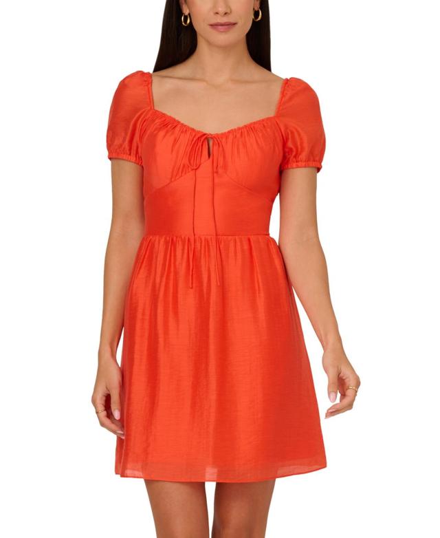 Adrianna by Adrianna Papell Womens Puff-Sleeve Sweetheart Fit & Flare Dress Product Image