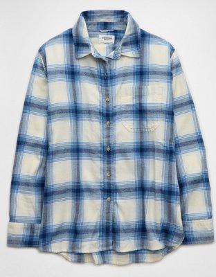 AE Oversized Plaid Flannel Shirt Product Image