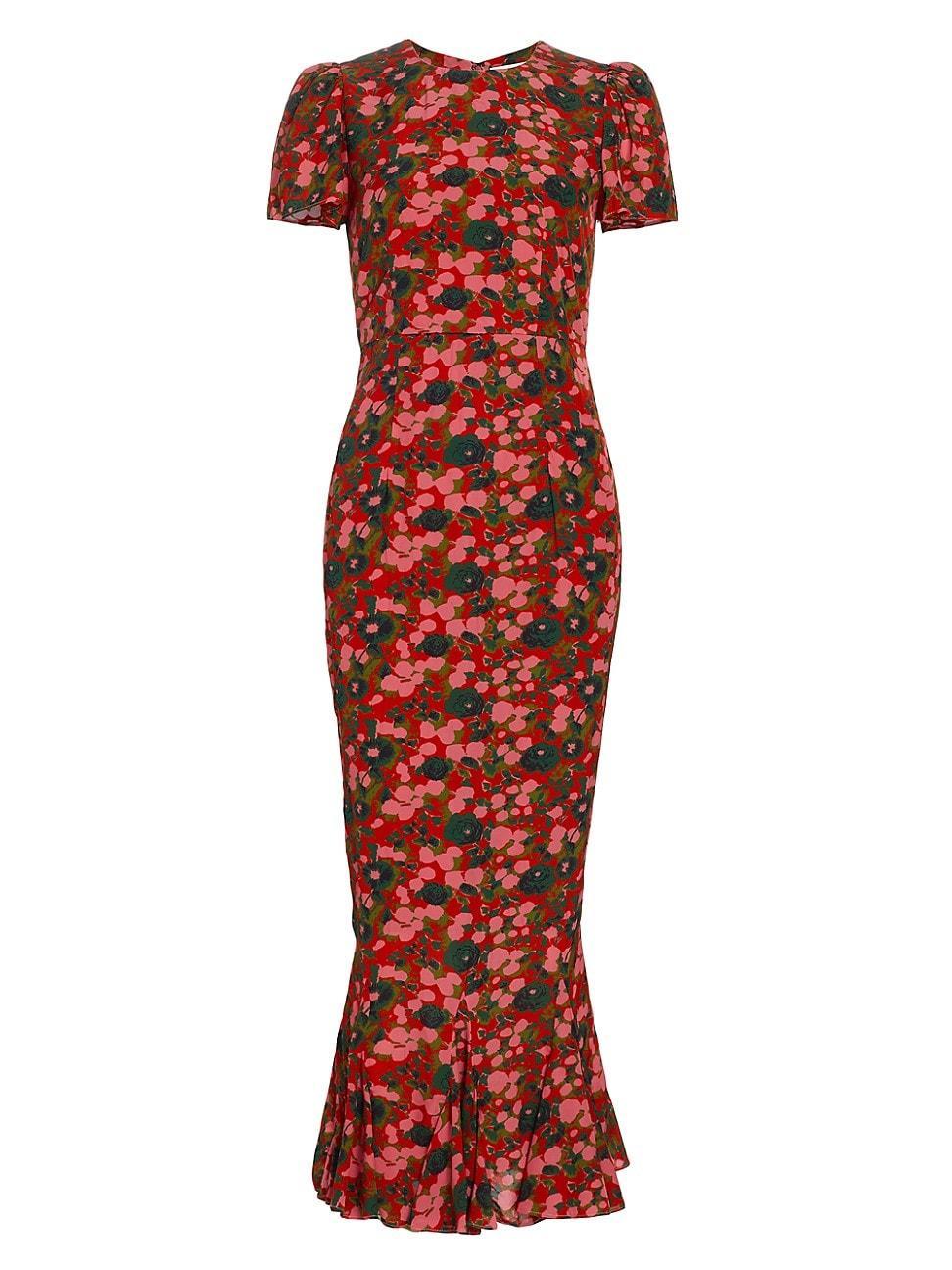 Womens Lulani Floral Ruffled Midi-Dress Product Image