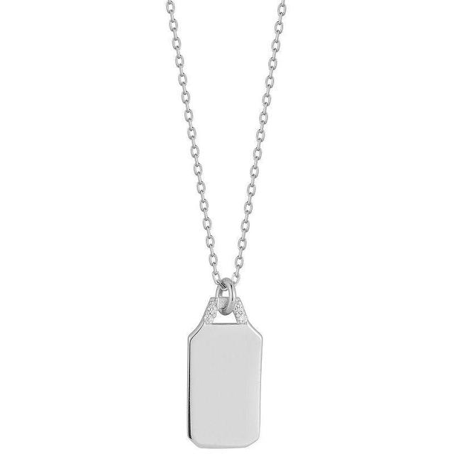 Sunkissed Sterling Cubic Zirconia Polished Tag Necklace, Womens Silver Tone Product Image