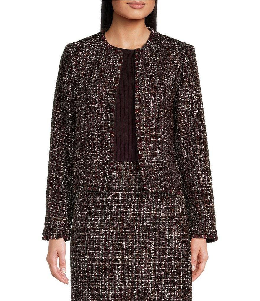 Calvin Klein Tweed Open Front Round Neck Cropped Jacket product image