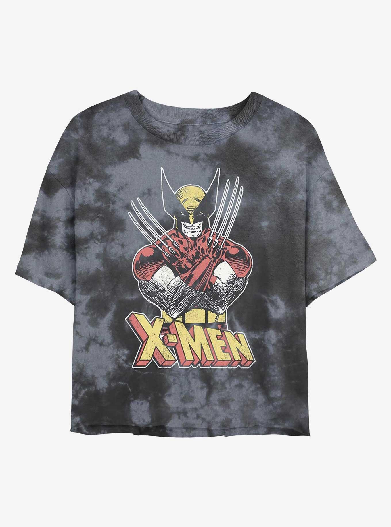 Marvel X-Men Vintage Wolverine Tie-Dye Girls Crop T-Shirt Product Image