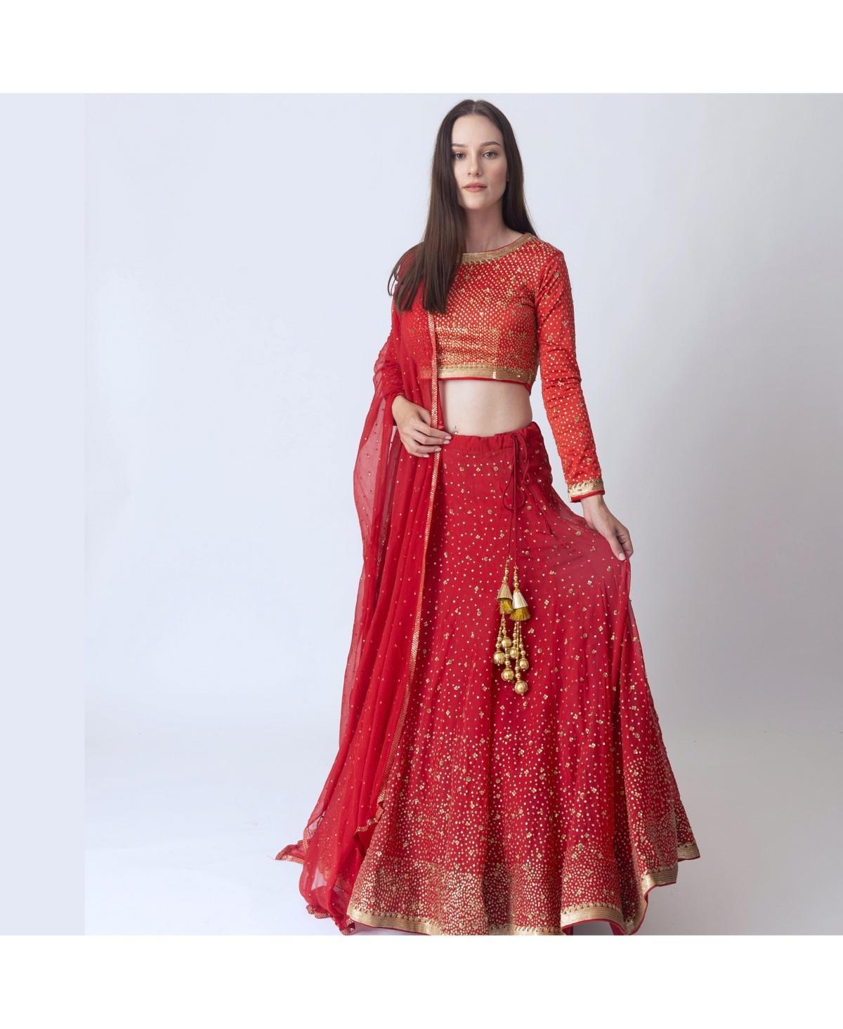 Raas Womens Red Sequins Lehenga Choli product image