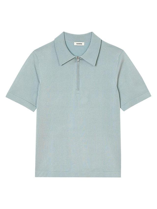 Mens Knitted polo shirt with zip collar Product Image