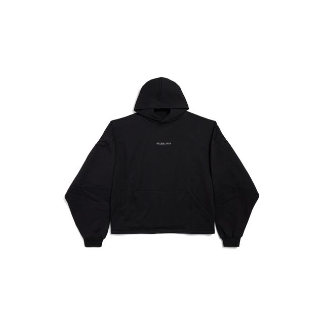 Women's Balenciaga Back Cropped Hoodie in Black Product Image