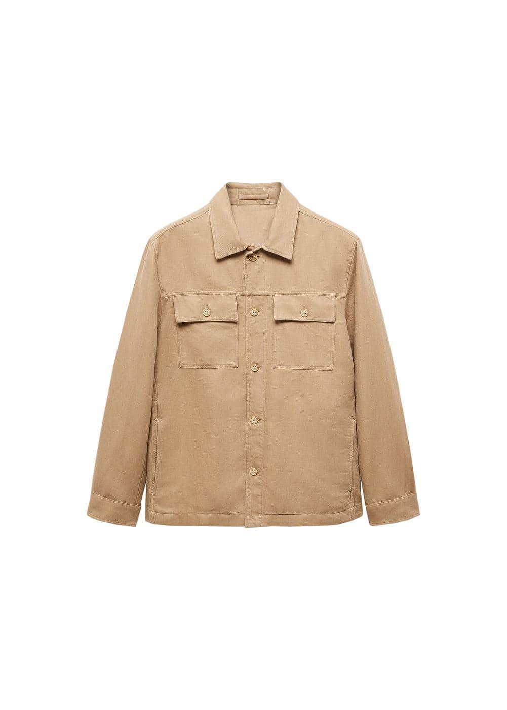 MANGO MAN - Pocket linen cotton jacket tobacco brownMen Product Image