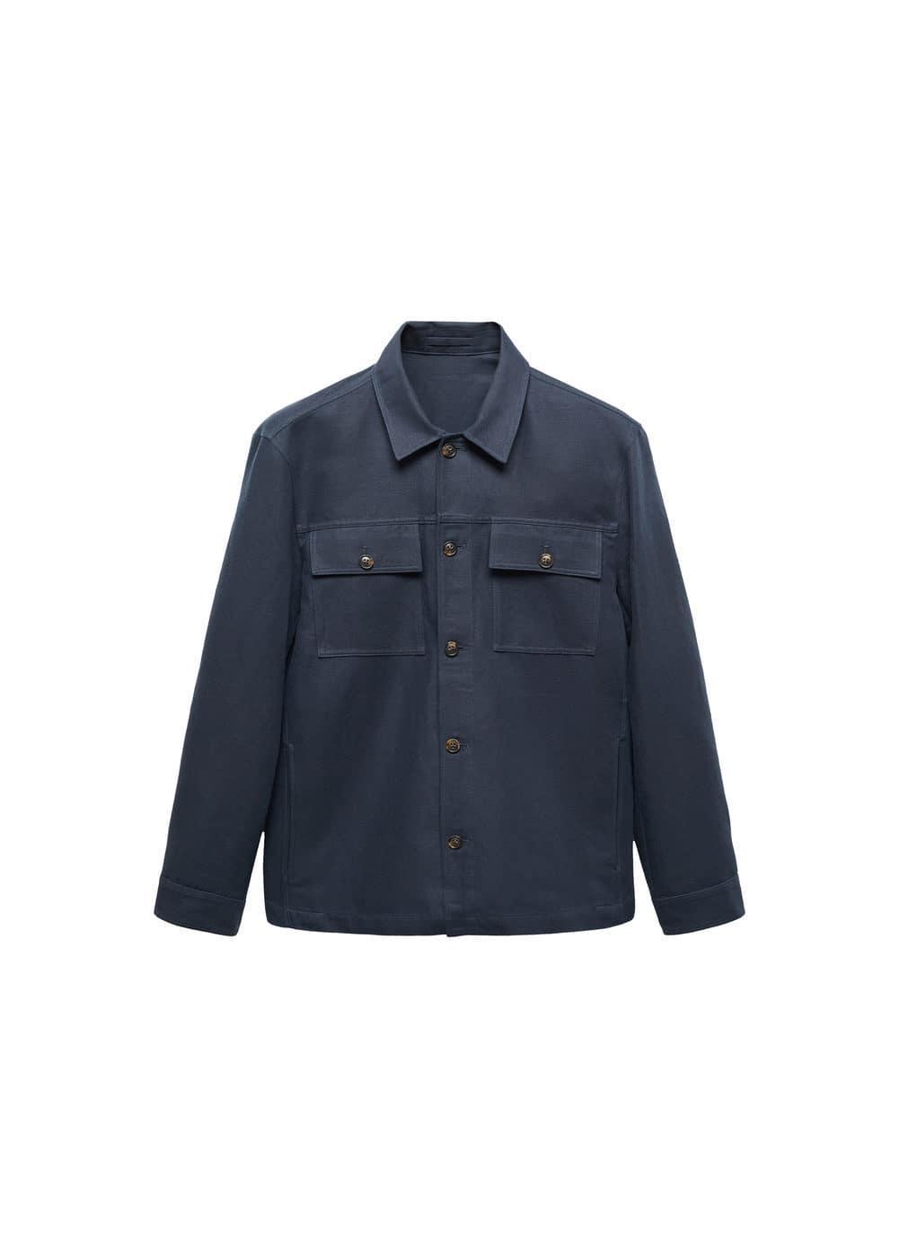 Mango Mens Pocket Linen Cotton Jacket Product Image