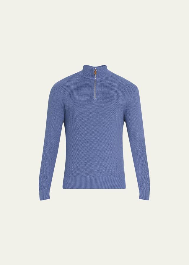 Mens Textured Silk-Cotton Sweater Product Image