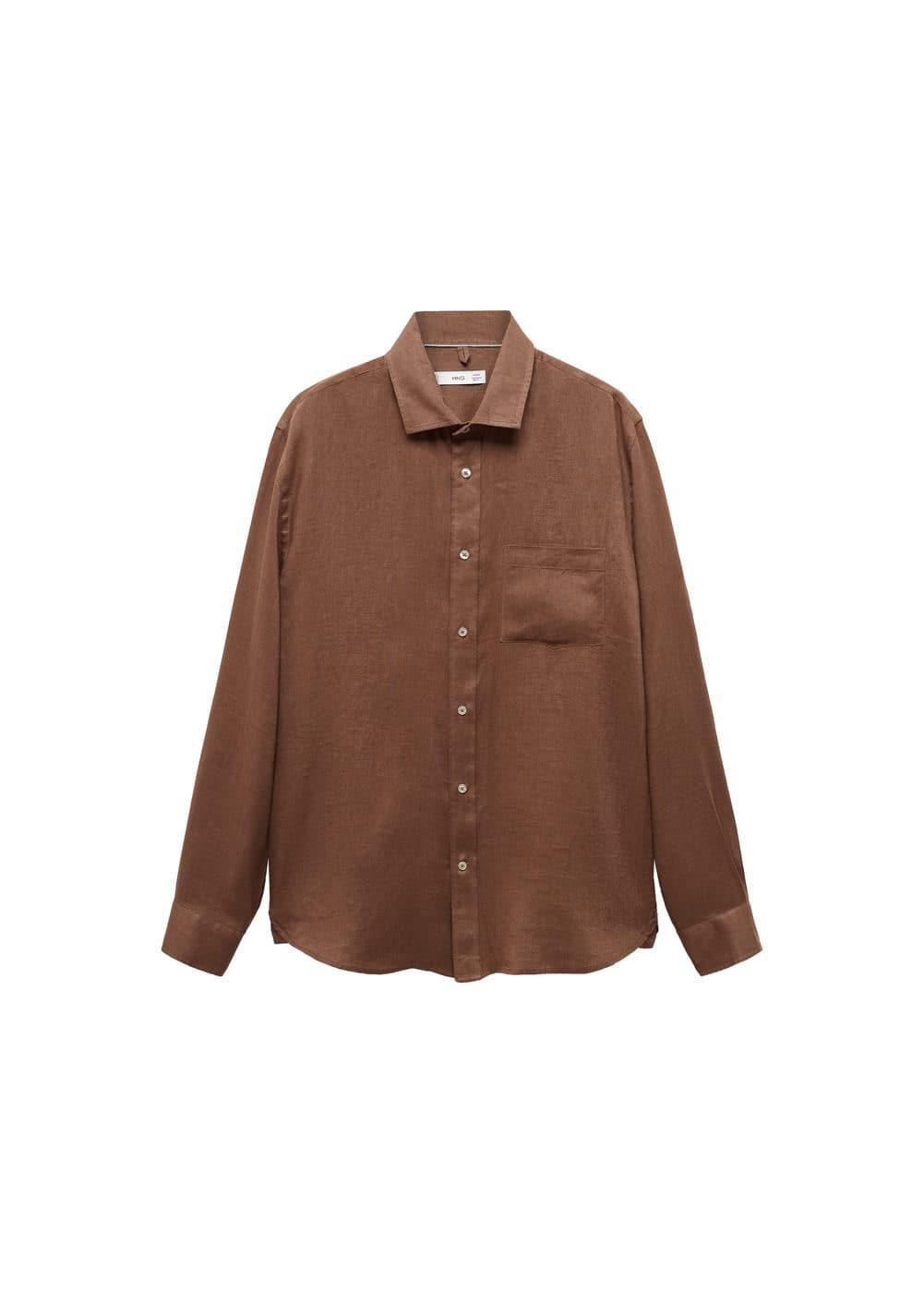 MANGO MAN - 100% linen slim-fit shirt brownMen Product Image