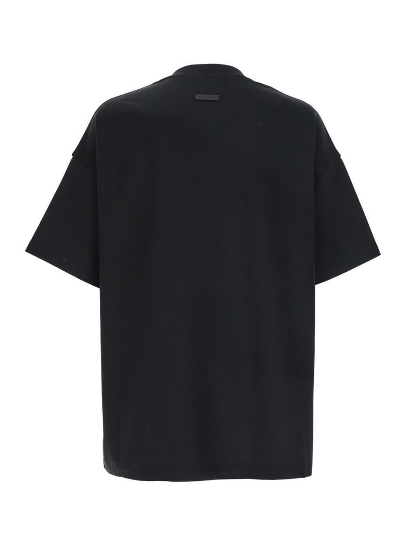 FEAR OF GOD Black T-shirt With Patch Logo On The Back In Cotton Man Product Image