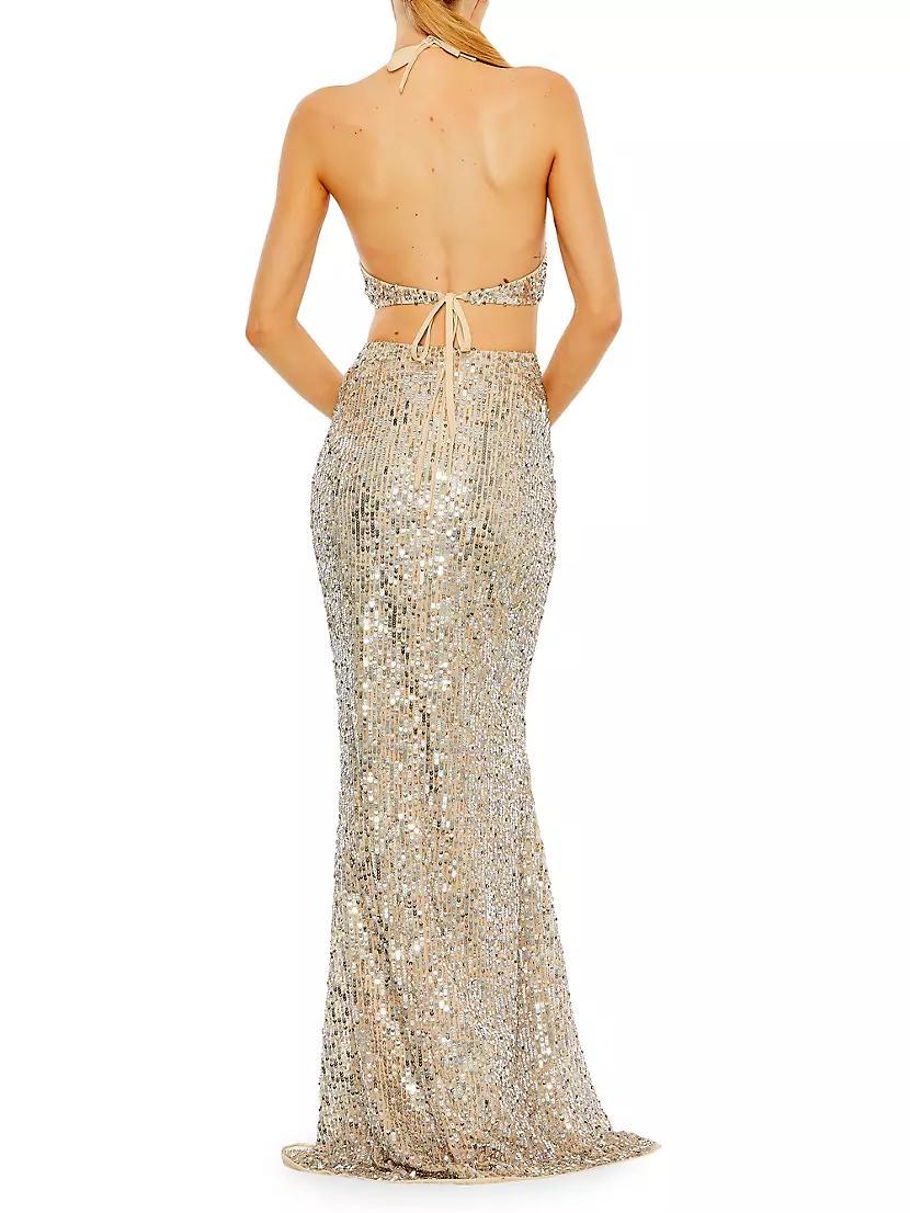 Sequined Cut-Out Halter Gown Product Image