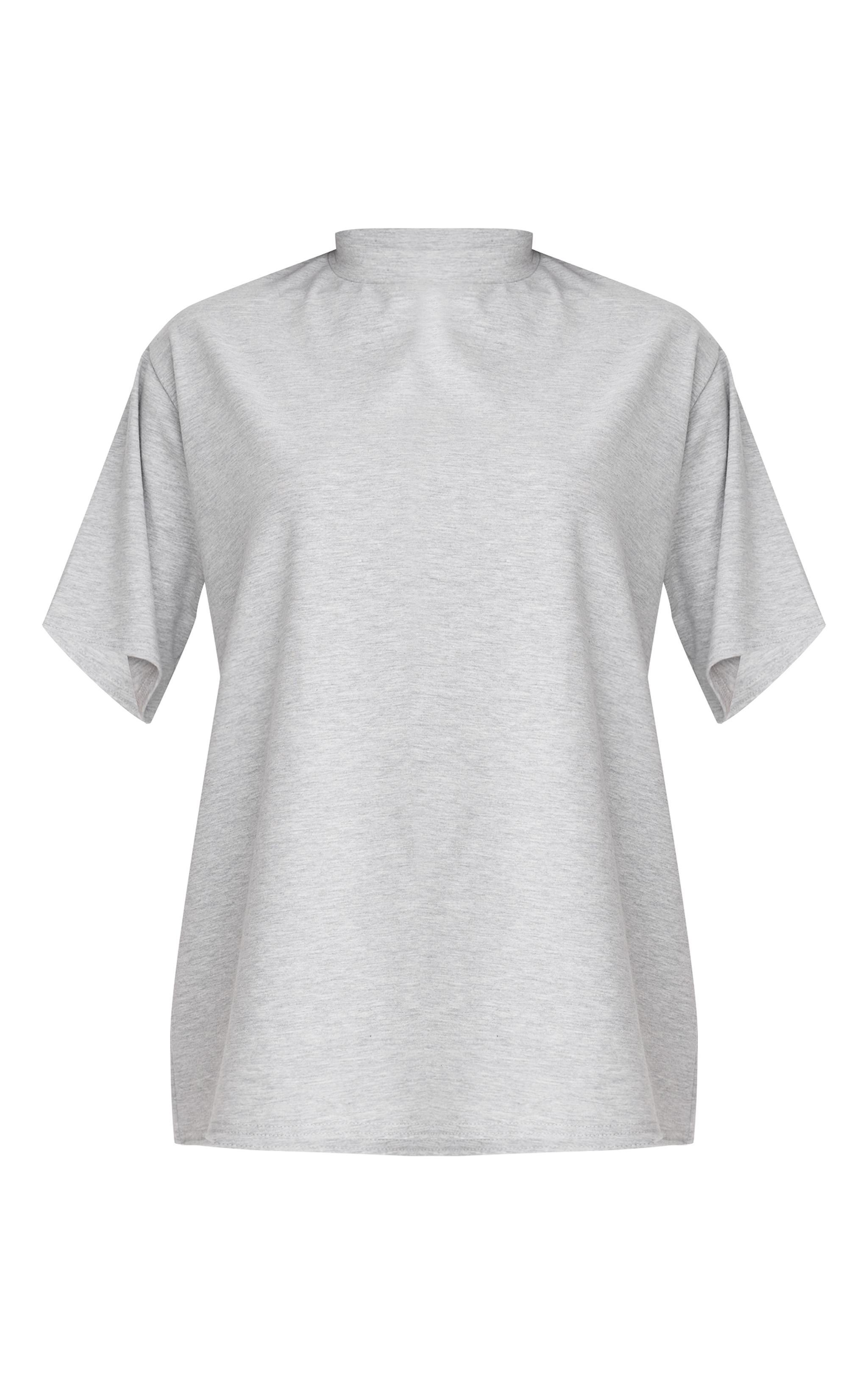 Grey Cotton Basic Oversized T-shirt Product Image