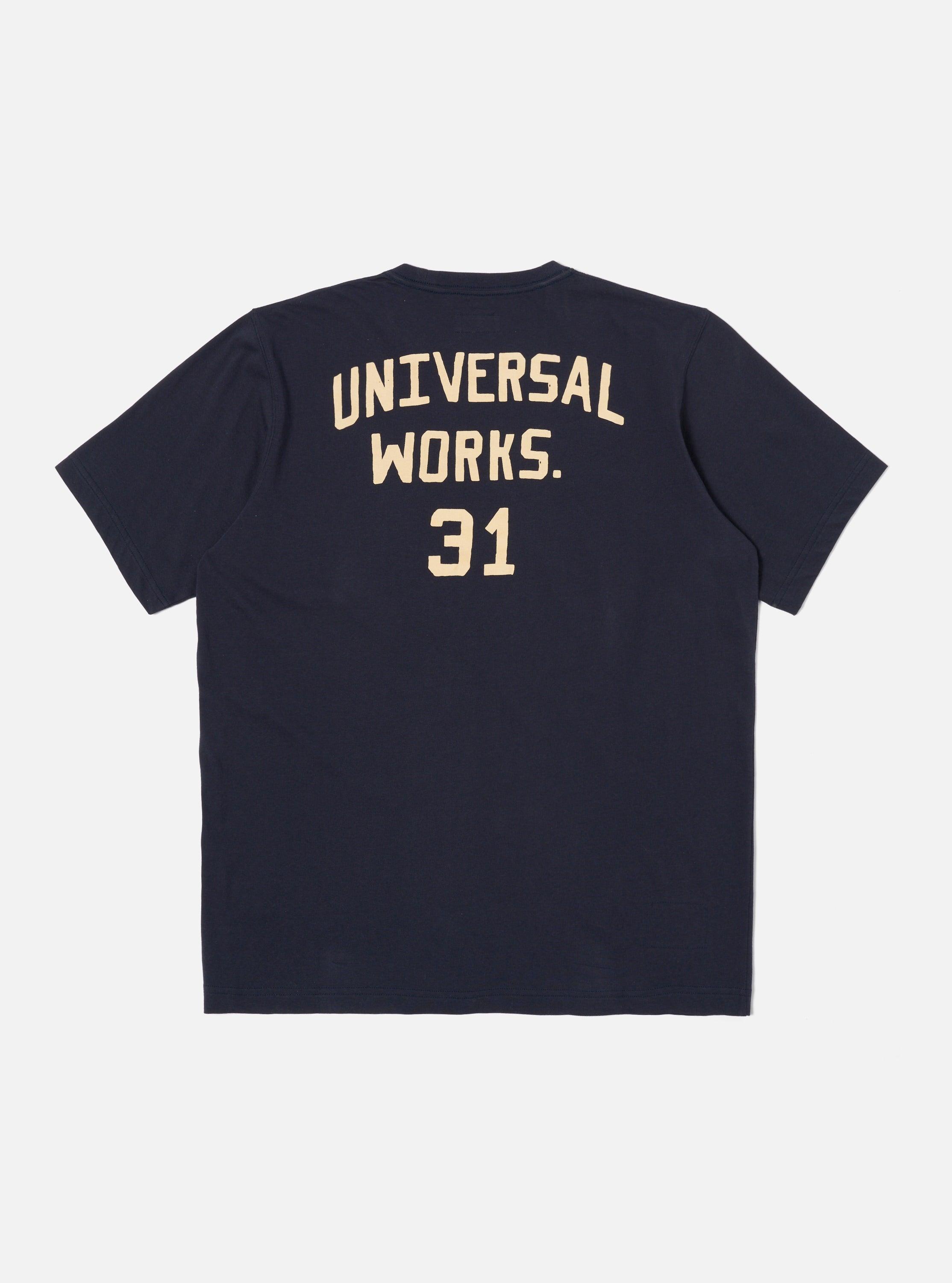 Universal Works Print Tee in Navy Single Jersey UW31 Product Image