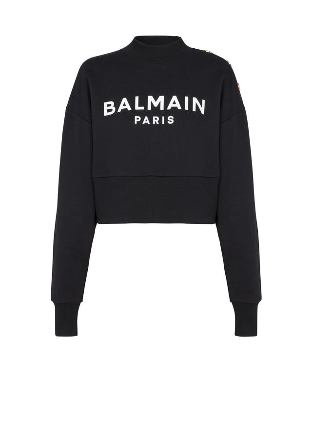 Cropped sweatshirt with Balmain Paris print Product Image