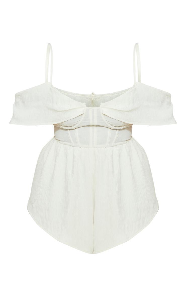 Plus Cream Textured Corset Romper Product Image