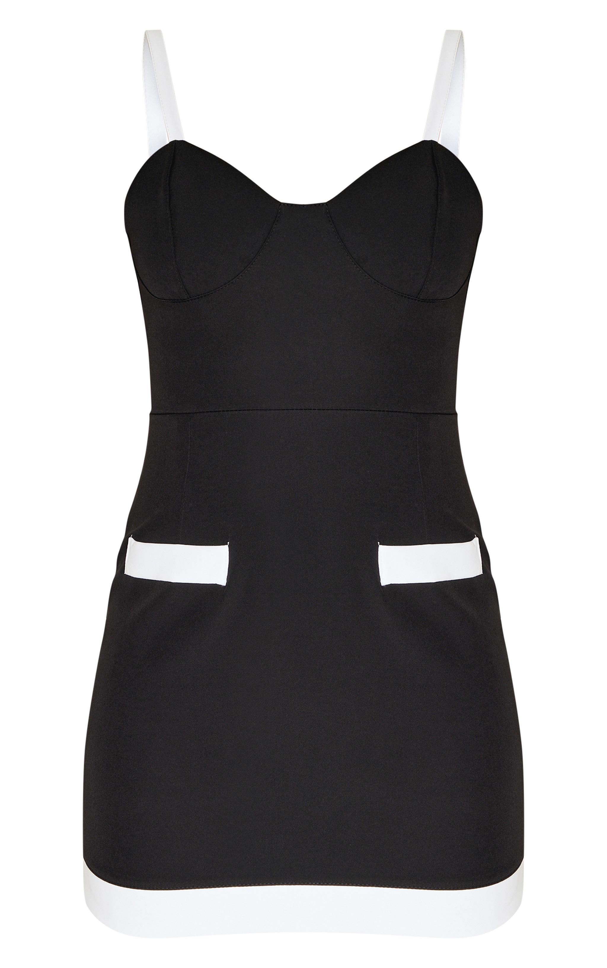 Black Contrast Pocket Detail Mini Dress Product Image