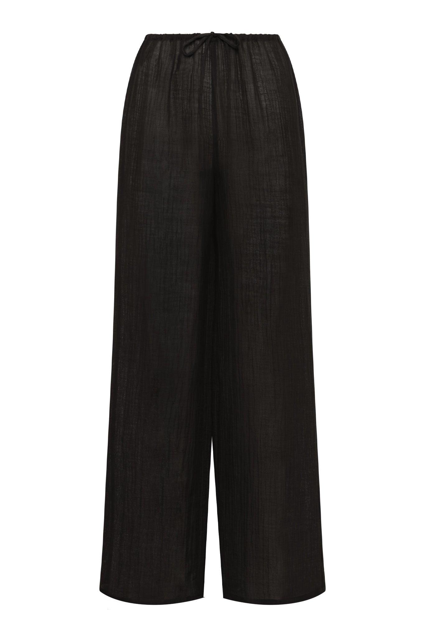 Belize Pant - Black Crinkle Linen Product Image