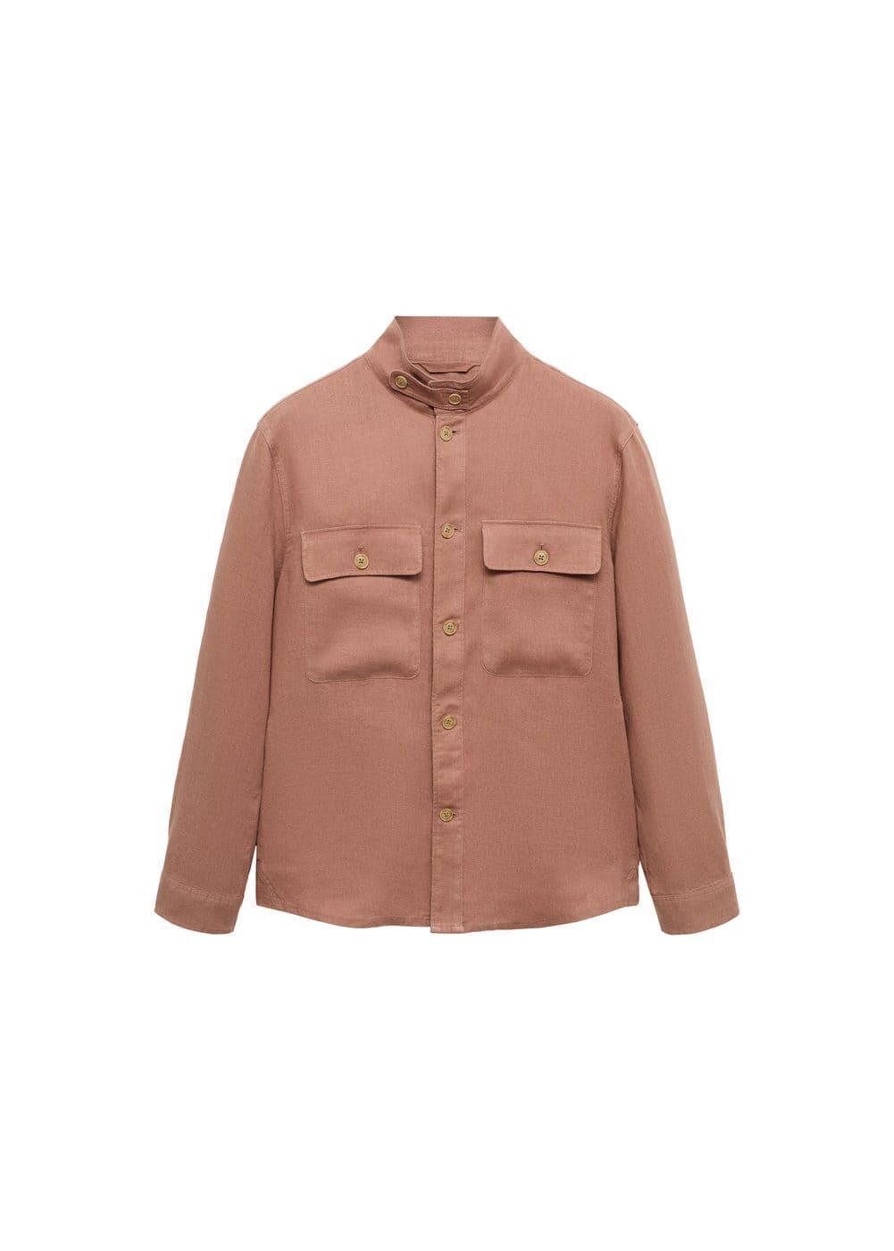 Mango Mens Linen Pockets Detail Overshirt Product Image