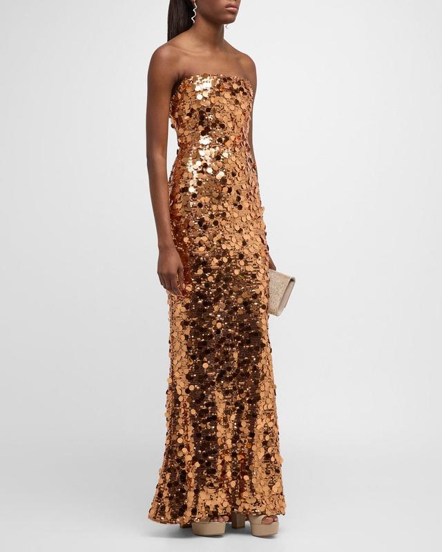 Womens Farah Strapless Sequined Gown Product Image