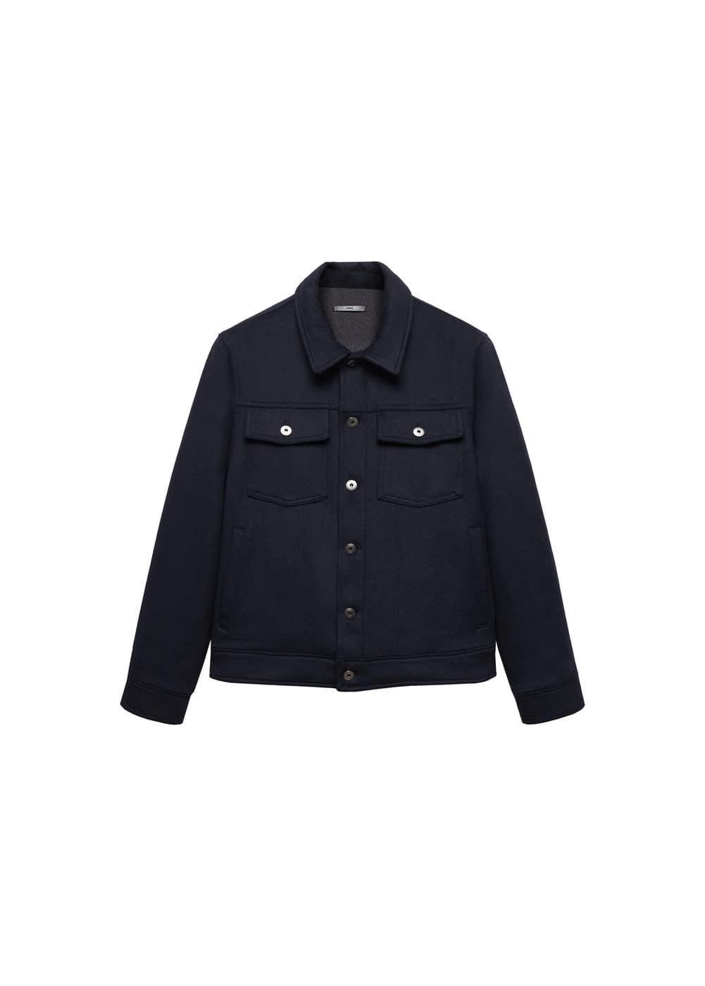 MANGO MAN - Pocketed wool-blend jacket navyMen Product Image