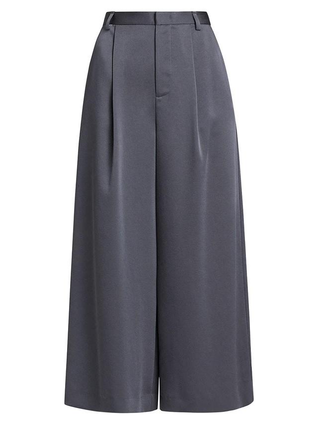 Vince Mid-Rise Satin Culottes (Dark Water) Women's Dress Pants Product Image