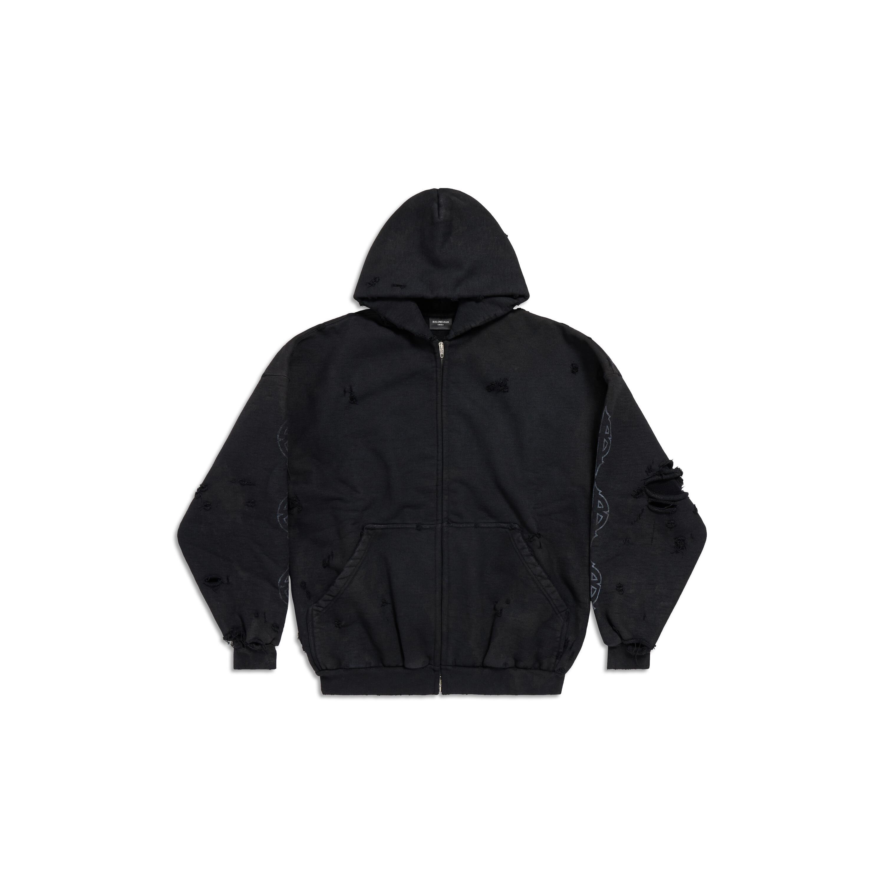 Paris Moon Outerwear Zip-up Hoodie Oversized in Black Faded Product Image