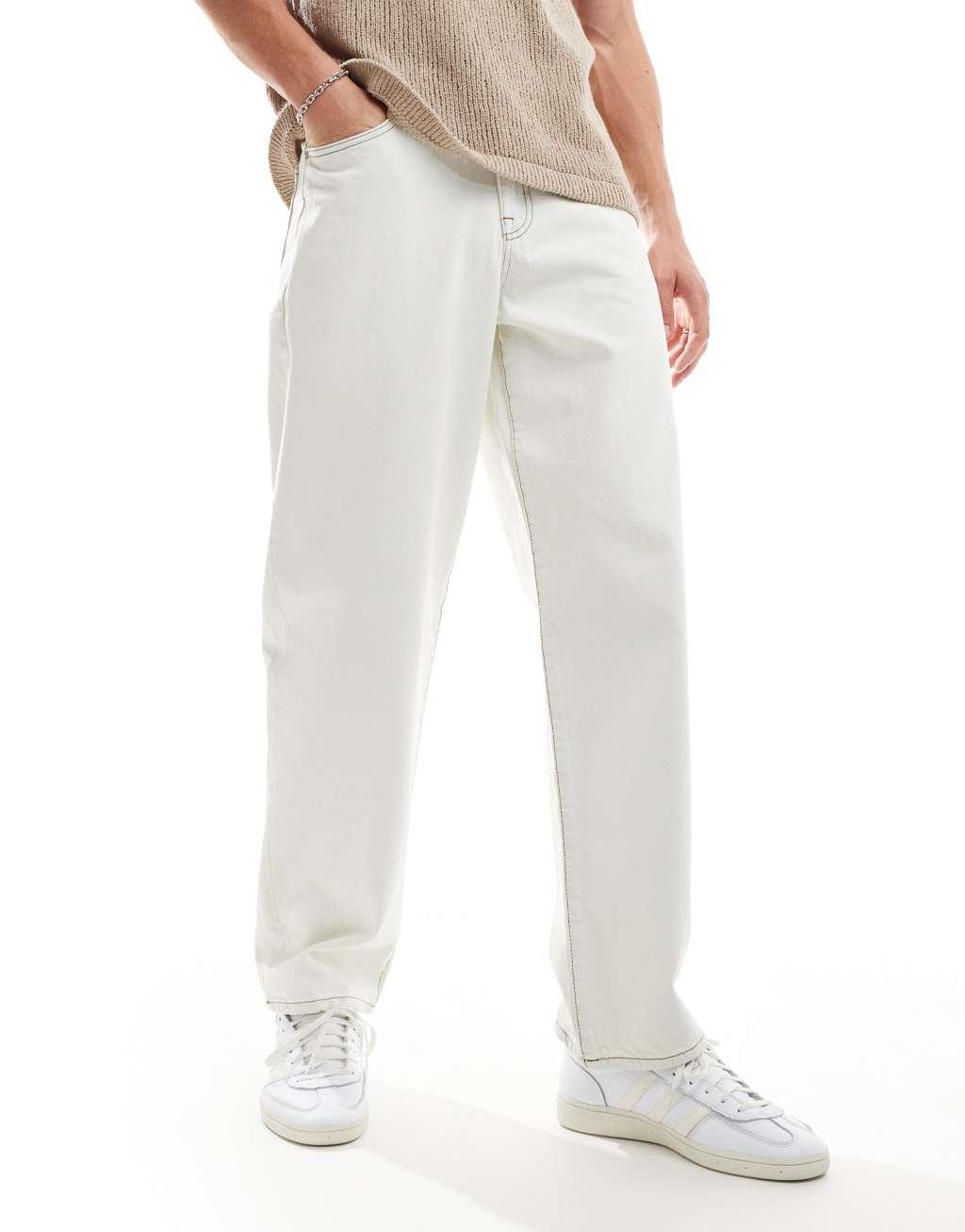 ASOS DESIGN baggy fit jeans in ecru Product Image