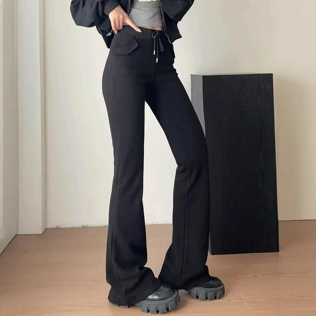 High Rise Plain Flared Pants Product Image