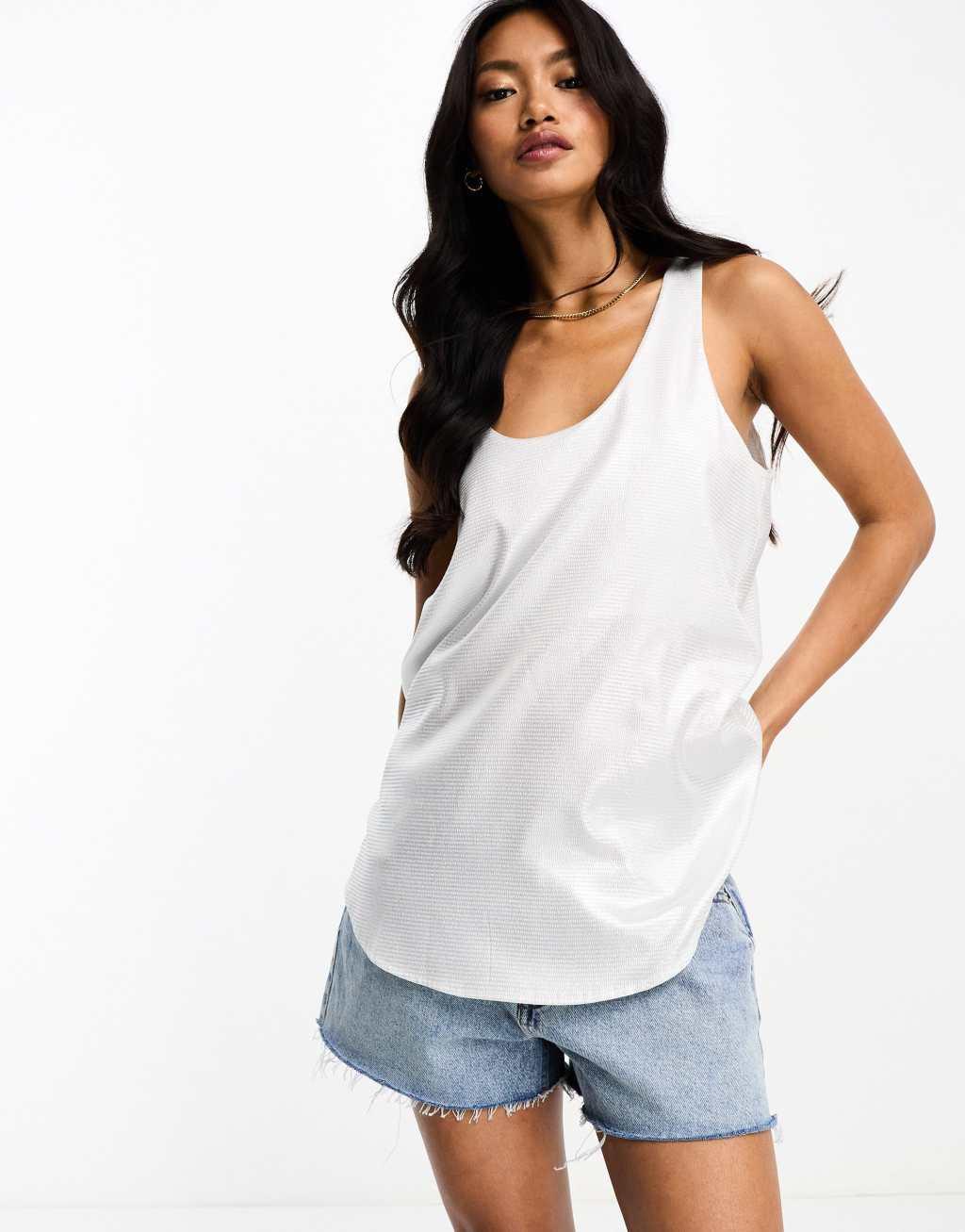 River Island satin scoop neck tank Product Image