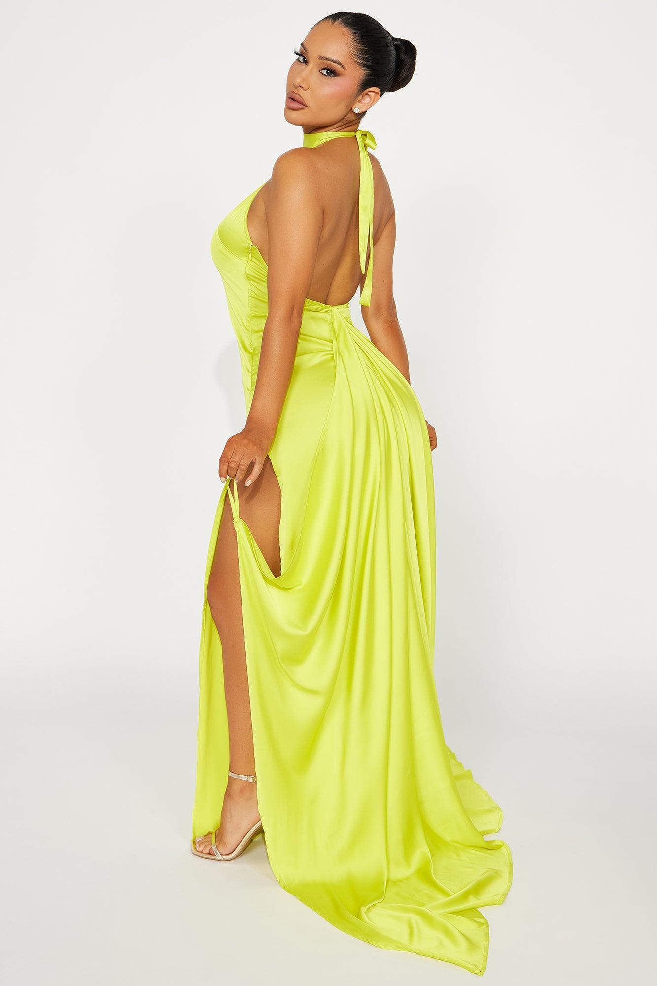 Living Lux Satin Maxi Dress - Lime Product Image