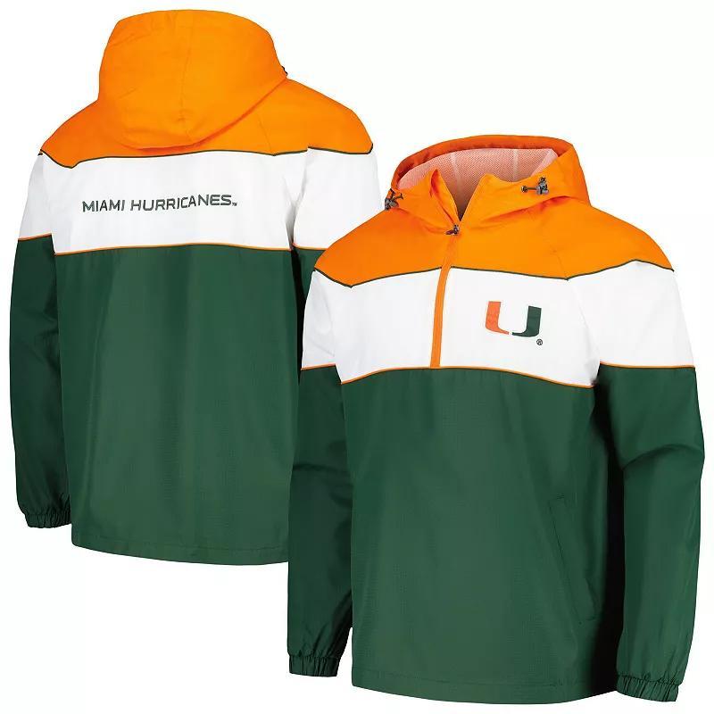 Mens G-III Sports by Carl Banks Miami Hurricanes Center Line Half-Zip Raglan Hoodie Jacket Product Image