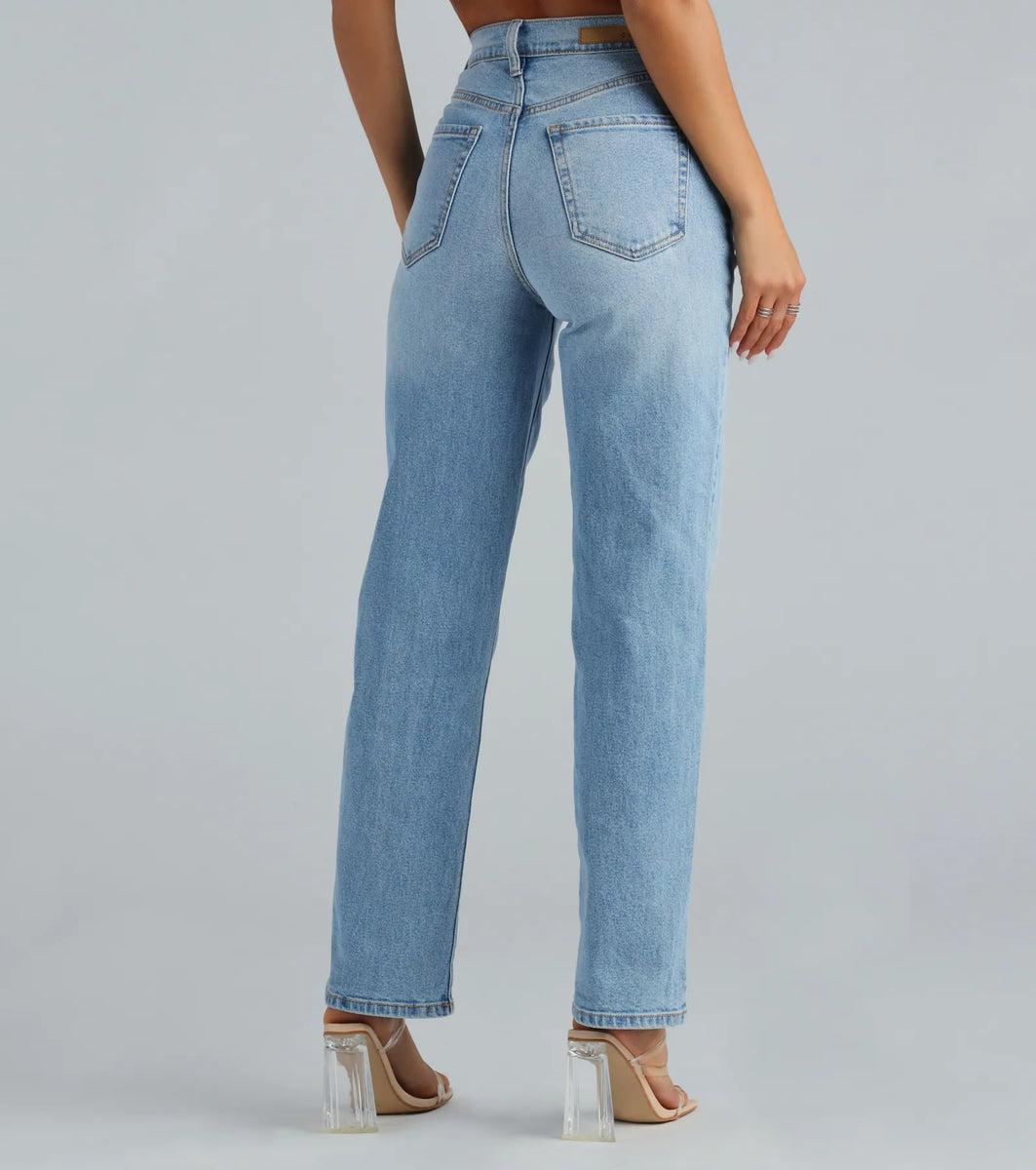 Classic High-Rise Straight-Leg Boyfriend Jeans Product Image